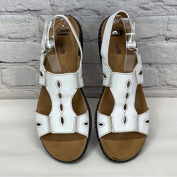 Clarks Collection Leisa Lakelyn Sandals Women's Size 11 White Cutouts Slingback - Picture 1 of 10